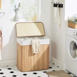 Rootz Living Tvättillbehör-Rootz Tvättkorg - Kompakt tvättkorg - Bärbar tvättkorg - Snygg tvättkorg - Korg - Tvättkorg - Naturlig - 60 x 40 x 61,5 cm