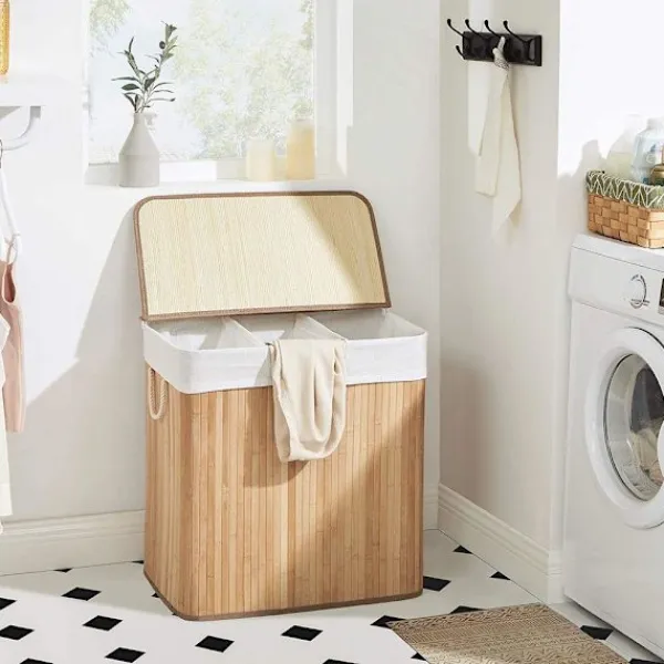 Rootz Living Tvättillbehör-Rootz Tvättkorg - Kompakt tvättkorg - Bärbar tvättkorg - Snygg tvättkorg - Korg - Tvättkorg - Naturlig - 60 x 40 x 61,5 cm