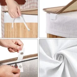 Rootz Living Tvättillbehör-Rootz Tvättkorg - Kompakt tvättkorg - Bärbar tvättkorg - Snygg tvättkorg - Korg - Tvättkorg - Naturlig - 60 x 40 x 61,5 cm