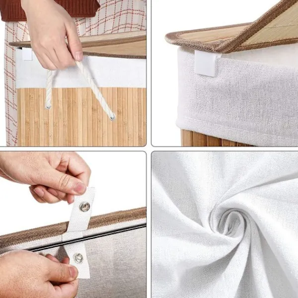 Rootz Living Tvättillbehör-Rootz Tvättkorg - Kompakt tvättkorg - Bärbar tvättkorg - Snygg tvättkorg - Korg - Tvättkorg - Naturlig - 60 x 40 x 61,5 cm