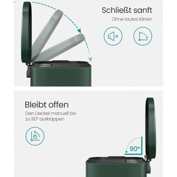 Rootz Living Soptunnor-Rootz vintage grön stålsoptunna - soptunna - sopkorg - stål- och plastkonstruktion - 43,2 cm x 37,1 cm x 63,2 cm