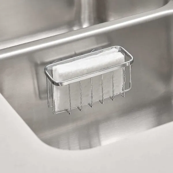 Svampar & Dukar-Rostfri diskho med sugpropp, organiseringskorg, diskhohållare för svampar, skrubbar, tvål