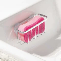 Svampar & Dukar-Rostfri diskho med sugpropp, organiseringskorg, diskhohållare för svampar, skrubbar, tvål