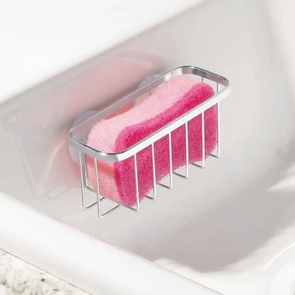 Svampar & Dukar-Rostfri diskho med sugpropp, organiseringskorg, diskhohållare för svampar, skrubbar, tvål