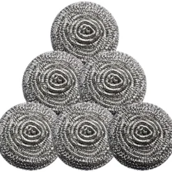 Svampar & Dukar-Rostfri Stålskrubber Skrubb Svampar Rengöring Grytor och Pannor och Stålull för Kök Badrum, Sex