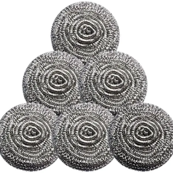 Svampar & Dukar-Rostfri Stålskrubber Skrubb Svampar Rengöring Grytor och Pannor och Stålull för Kök Badrum, Sex