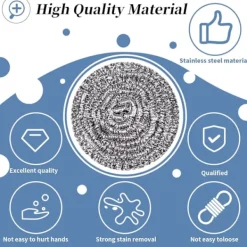 Svampar & Dukar-Rostfri Stålskrubber Skrubb Svampar Rengöring Grytor och Pannor och Stålull för Kök Badrum, Sex
