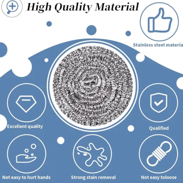 Svampar & Dukar-Rostfri Stålskrubber Skrubb Svampar Rengöring Grytor och Pannor och Stålull för Kök Badrum, Sex