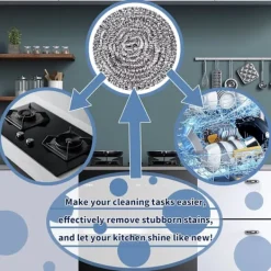 Svampar & Dukar-Rostfri Stålskrubber Skrubb Svampar Rengöring Grytor och Pannor och Stålull för Kök Badrum, Sex