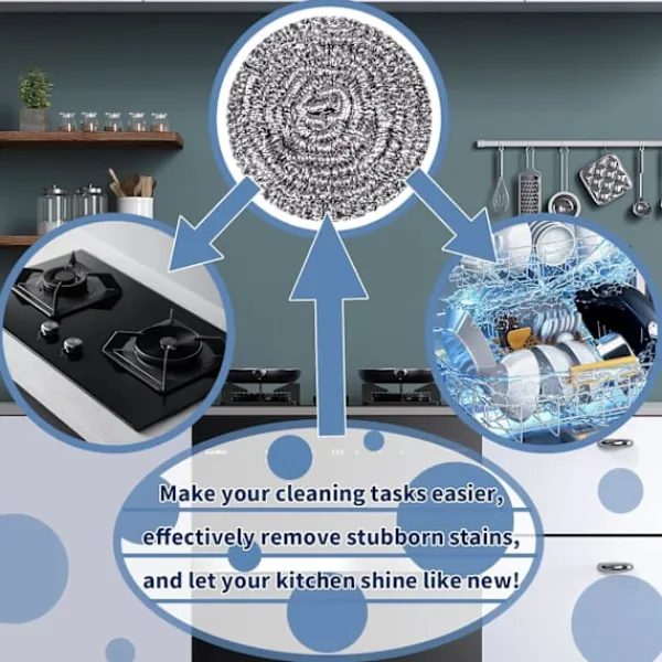 Svampar & Dukar-Rostfri Stålskrubber Skrubb Svampar Rengöring Grytor och Pannor och Stålull för Kök Badrum, Sex