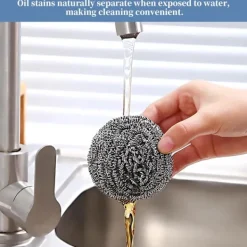 Svampar & Dukar-Rostfri Stålskrubber Skrubb Svampar Rengöring Grytor och Pannor och Stålull för Kök Badrum, Sex