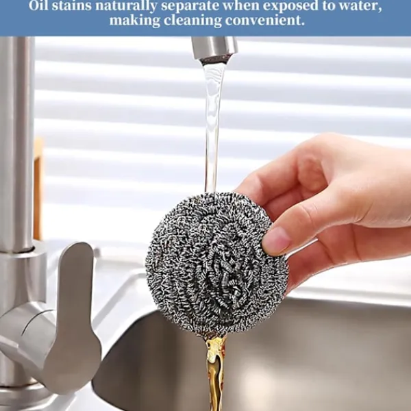 Svampar & Dukar-Rostfri Stålskrubber Skrubb Svampar Rengöring Grytor och Pannor och Stålull för Kök Badrum, Sex