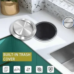 BRONZE Soptunnor-Rostfritt Stål Bänkskiva Soptunna Lock - Infällt Inbyggt Flikskydd [BR]