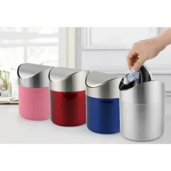 FMYSJ Soptunnor-Rostfritt Stål Liten Mini Soptunna med Svänglock Bänkskiva Soptunnor för Skrivbord Bil Kontor (FMY)