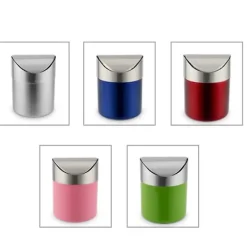 FMYSJ Soptunnor-Rostfritt Stål Liten Mini Soptunna med Svänglock Bänkskiva Soptunnor för Skrivbord Bil Kontor (FMY)