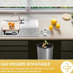 DAO Soptunnor-Rostfritt Stål Skräp Lucka Lock Soptunna Lock Infälld Inbyggd Balans Sväng Lucka Skräp Lock för [db]