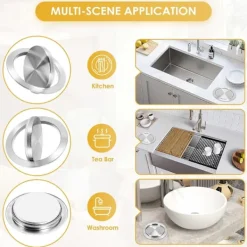 DAO Soptunnor-Rostfritt Stål Skräp Lucka Lock Soptunna Lock Infälld Inbyggd Balans Sväng Lucka Skräp Lock för [db]