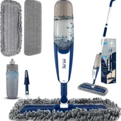BUUROOHM Städmoppar-Roterande 360-graders spraymopp för rengöring av våta och torra fler ytor, lätt handtag för kök, badrum