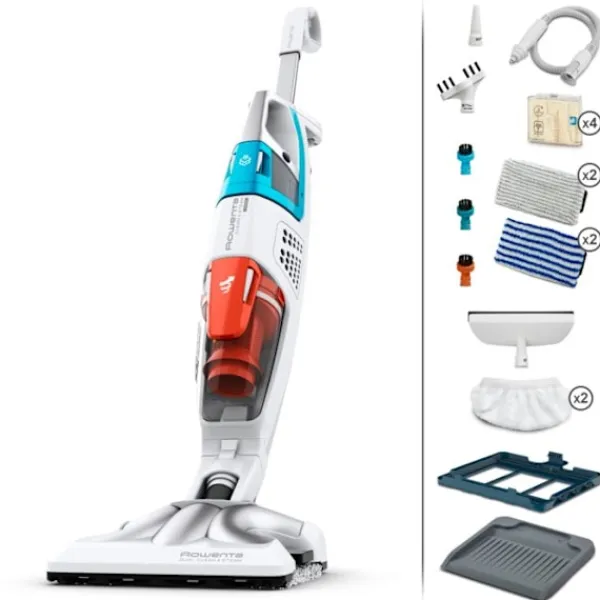 ROWENTA Ångtvättar-Clean & Steam Multi Ångstädare, Dammsuger och tvättar samtidigt med ånga RY8544WH , orange