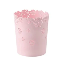 FMYSJ Soptunnor-Rund papperskorg i plast, ihålig papperskorg med spets för kontor. (1-pack rosa) (FMY)