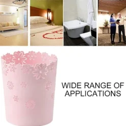 FMYSJ Soptunnor-Rund papperskorg i plast, ihålig papperskorg med spets för kontor. (1-pack rosa) (FMY)