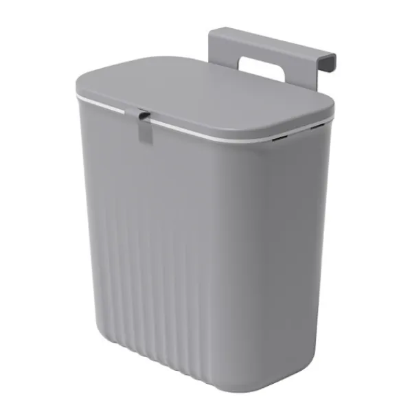 Soptunnor-RY-9 liters hängande papperskorg med lock, väggmonterad soptunna kök kompostbehållare, plast papperskorg avfallskorg för skåp, skåpdörr