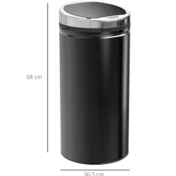 Northio Soptunnor-Sensor papperskorg 42L, elektrisk automatisk papperskorg med lock, rostskyddad, för badrum, kontor, kök, matsal, stål, svart