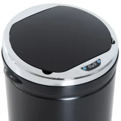 Northio Soptunnor-Sensor papperskorg 42L, elektrisk automatisk papperskorg med lock, rostskyddad, för badrum, kontor, kök, matsal, stål, svart