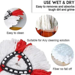 DMstore Städmoppar-Set med 4 Ersättningshuvuden för Vileda 2-i-1-Mopp, O-Cedar, Easywring och Clean Turbo Zhexin