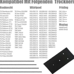 Torktumlare-Set med 4 filter för Bauknecht, Privileg, Whirlpool torktumlare med värmepump - Svampfiltermattor