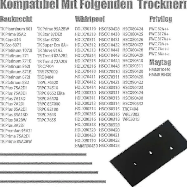 Torktumlare-Set med 4 filter för Bauknecht, Privileg, Whirlpool torktumlare med värmepump - Svampfiltermattor