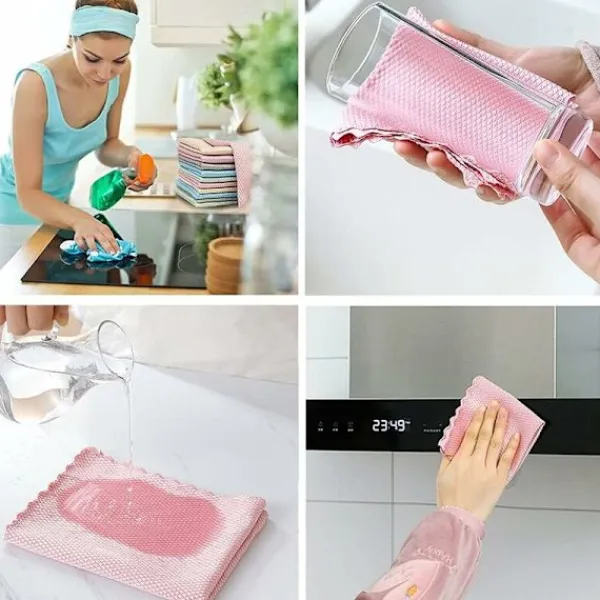 OCEAN Svampar & Dukar-Set med 10 mikrofiberdukar för fiskfjäll, 30 x 40 cm, för rengöring