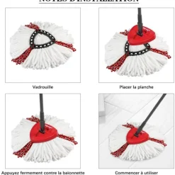 J-star Städmoppar-Set med 3 mopphuvud 2 i 1 mikrofibermopp för enkel vridning och rengöring