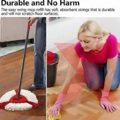 TrueNorth Städmoppar-Set med 4 mopphuvuden, 2-i-1 mikrofibermopphuvuden för Vileda Turbo Easy to Wring and Clean