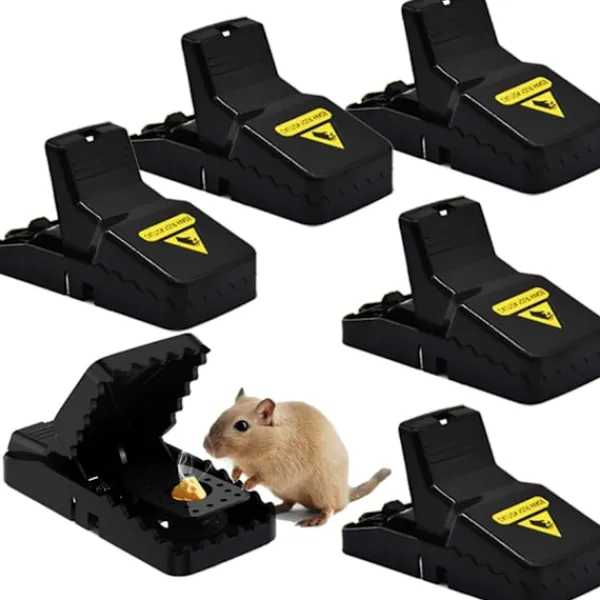 J-star Skadedjur & Insekter-Set med 6 professionella musfällor med snap-on musfällor, återanvändbara, inomhus och trädgårdsmusfällor