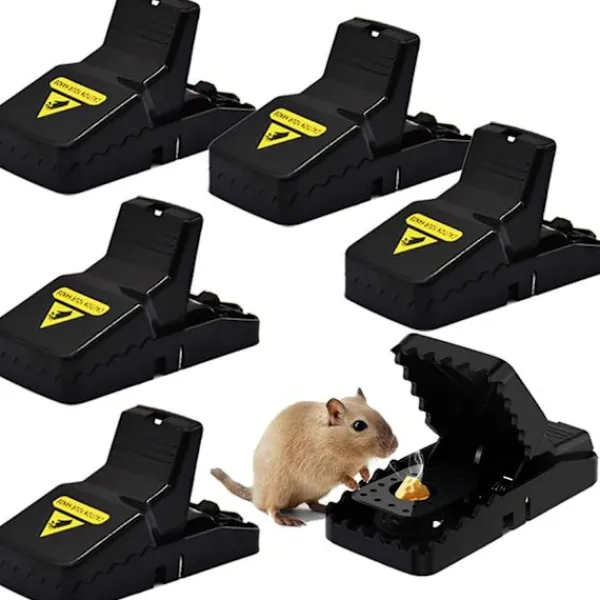 J-star Skadedjur & Insekter-Set med 6 professionella musfällor med snap-on musfällor, återanvändbara, inomhus och trädgårdsmusfällor
