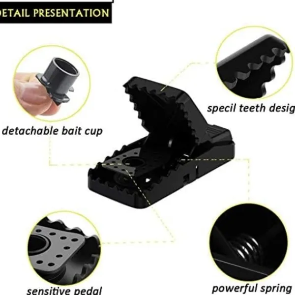 J-star Skadedjur & Insekter-Set med 6 professionella musfällor med snap-on musfällor, återanvändbara, inomhus och trädgårdsmusfällor