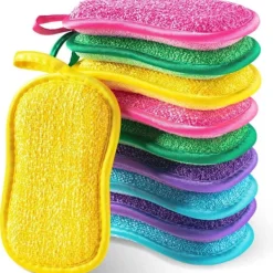 OCEAN Svampar & Dukar-Set med 10 Återanvändbara Dubbelsidiga Rengöringssvampar Tvätta Dishwas