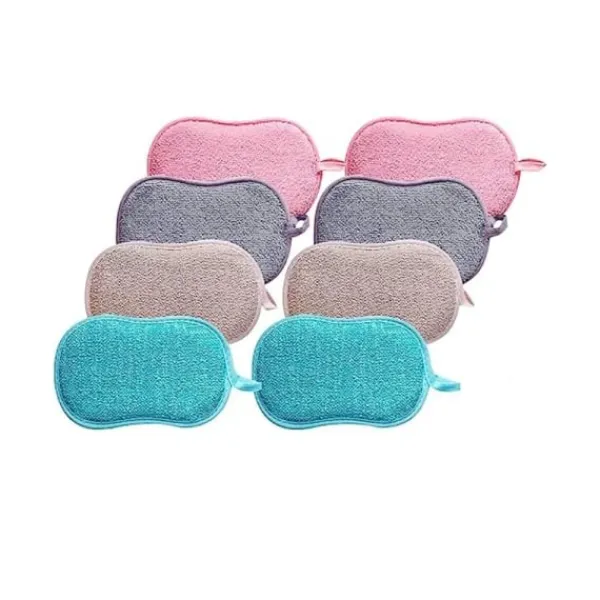 Svampar & Dukar-Set med 8 tvättbara disktrasor i mikrofiber, perfekta för non-stick-pannor