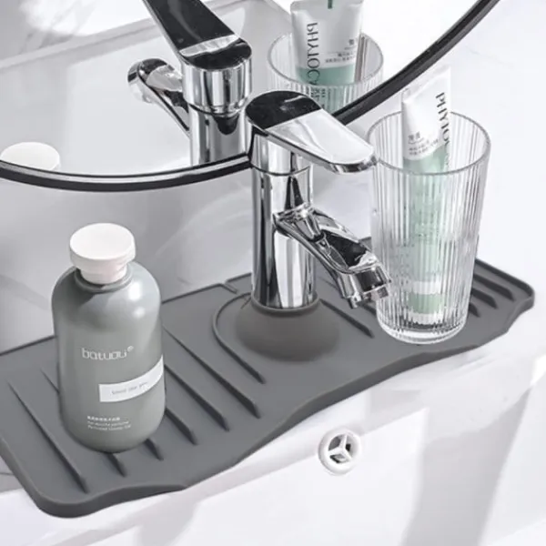 Hommy Svampar & Dukar-Silikon Kran Matta Kök För diskbänk svamp avlopp ställ justerbar vask matta kran stänk fångare badrum