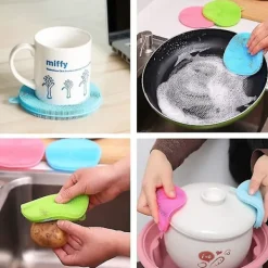 Svampar & Dukar-Silikon Skrubbsvamp, Diskborste Livsmedelsklassad Tvättsvamp Diskhandduk För Kök Gryta Panna Disk