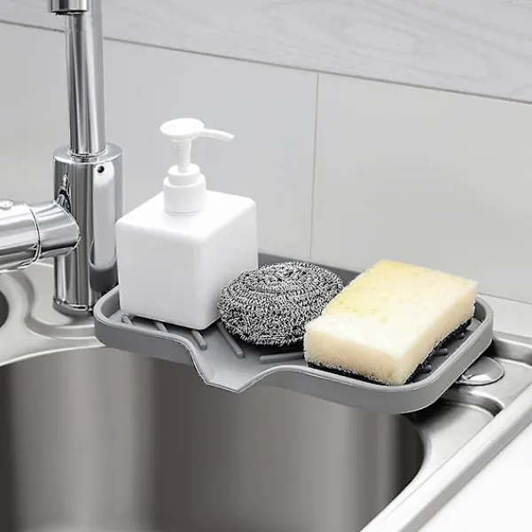 Svampar & Dukar-Silikon Svampställ - Köksbänksorganisatör - Förvaringsbricka för Disksvamp,