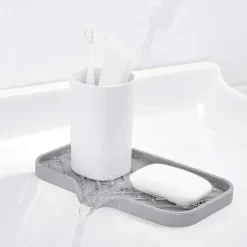 Svampar & Dukar-Silikon Svampställ - Köksbänksorganisatör - Förvaringsbricka för Disksvamp,