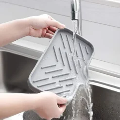 Svampar & Dukar-Silikon Svampställ - Köksbänksorganisatör - Förvaringsbricka för Disksvamp,