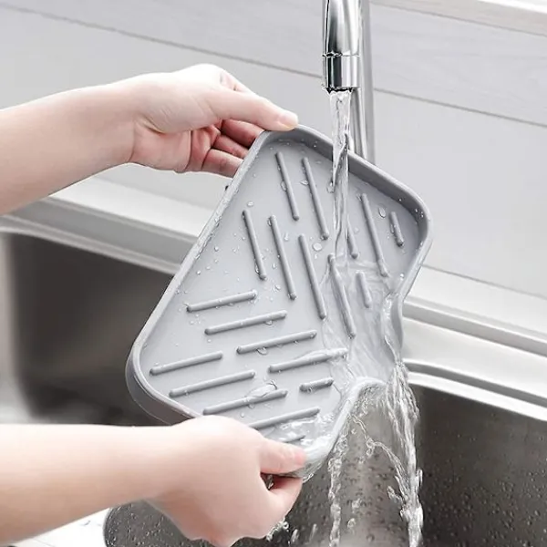 Svampar & Dukar-Silikon Svampställ - Köksbänksorganisatör - Förvaringsbricka för Disksvamp,