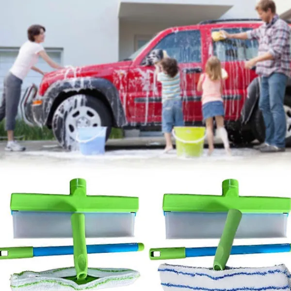 Fönsterrengöring-Silikon Vattenblad Rengöringskit Återanvändbara Glasrengöringsverktyg med Silikonskrapa Mikrofiber Skrubber för Professionell Bilvård (FMY)