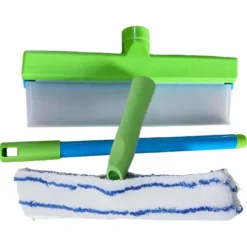 Fönsterrengöring-Silikon Vattenblad Rengöringssats Återanvändbara Glasrengöringsverktyg med Silikonskrapa Mikrofiberskrubber för Professionell Bilvård