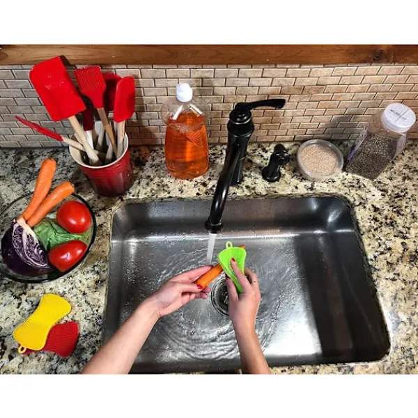 J-star Svampar & Dukar-Silikonschwamm Küchenschwamm Reinigungsschwamm multifunktionell (Einzelpack, Rosa)