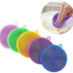 Svampar & Dukar-Silikonsvamp - 5-pack Flerfärgad Antibakteriell Köksvamp Rengöring för Köksredskap, Grönsaker, Frukter Livsmedelsgodkänd Silikonskrubb