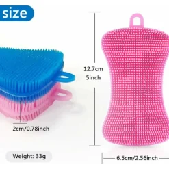 Svampar & Dukar-Silikonsvamp, 4 st multifunktionell kökssvamp, non-stick värmebeständig hushållsrengöringsborste, idealisk för disk, kastrull, grönsaker, frukt